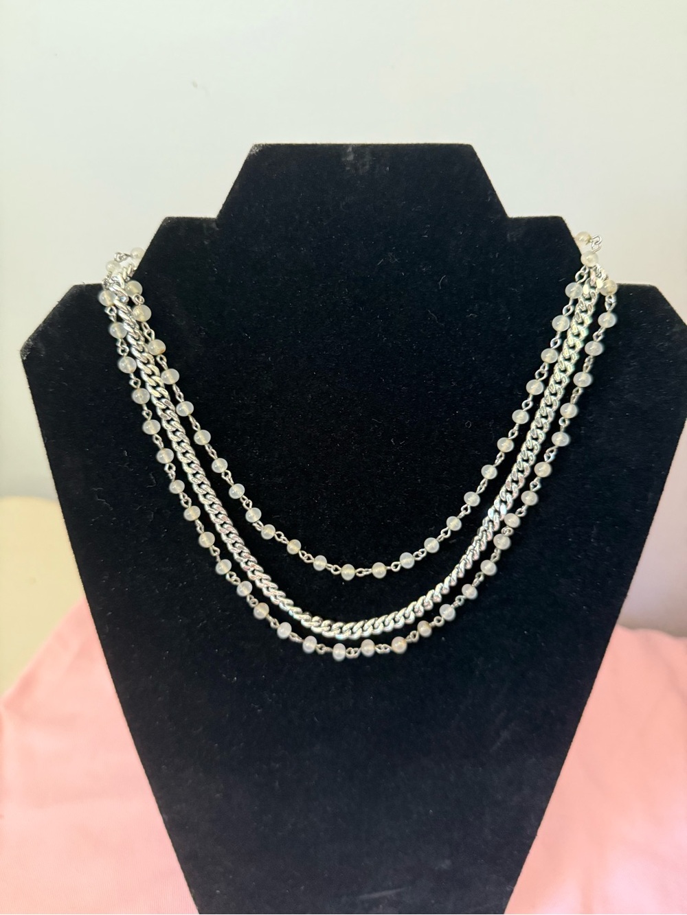 Silver Bead Layered Necklace